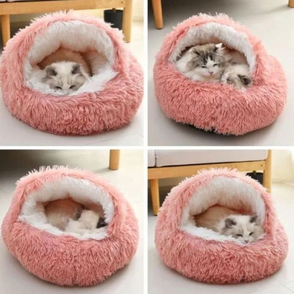 Soft Cat Cave Bed - 2 in 1 Pet Sleeping Cushion