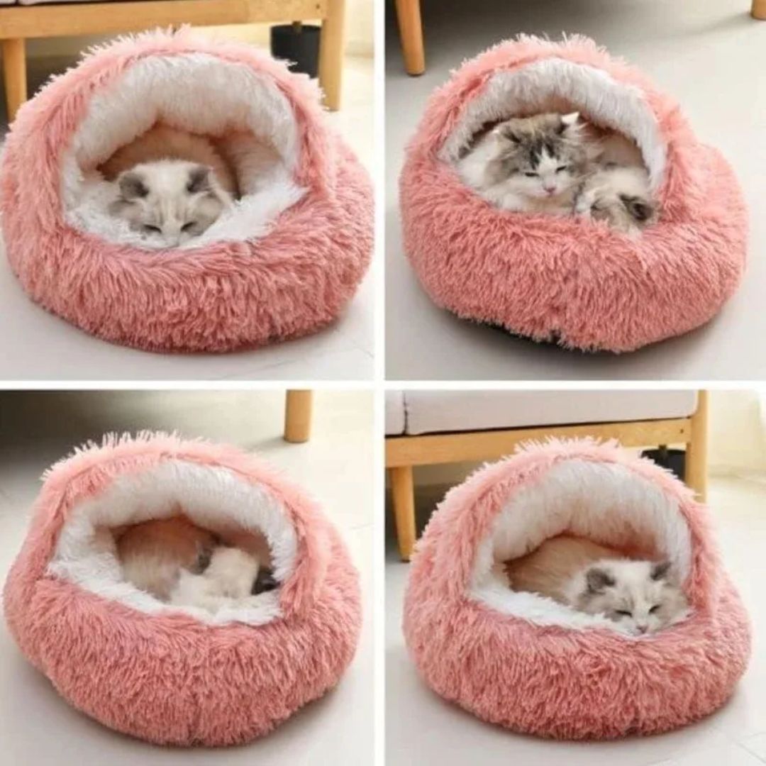 Soft Cat Cave Bed - 2 in 1 Pet Sleeping Cushion