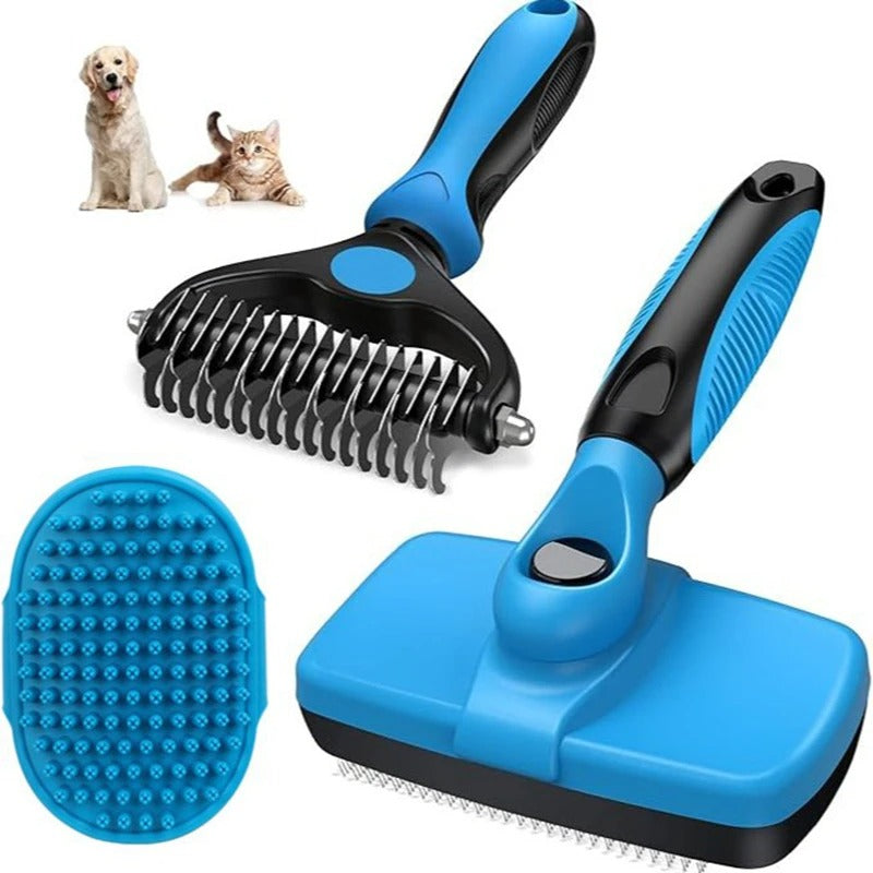 3-in-1 Pet Grooming Tools – Detangle, Deshed & Massage – Auricans