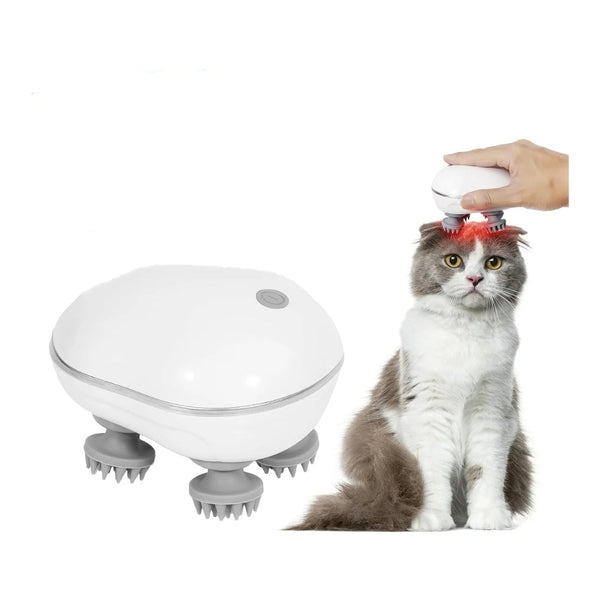 Electric Pet Massager with Soft Silicone Heads – Automatic Cat & Dog Head and Back Massager, Waterproof & Portable