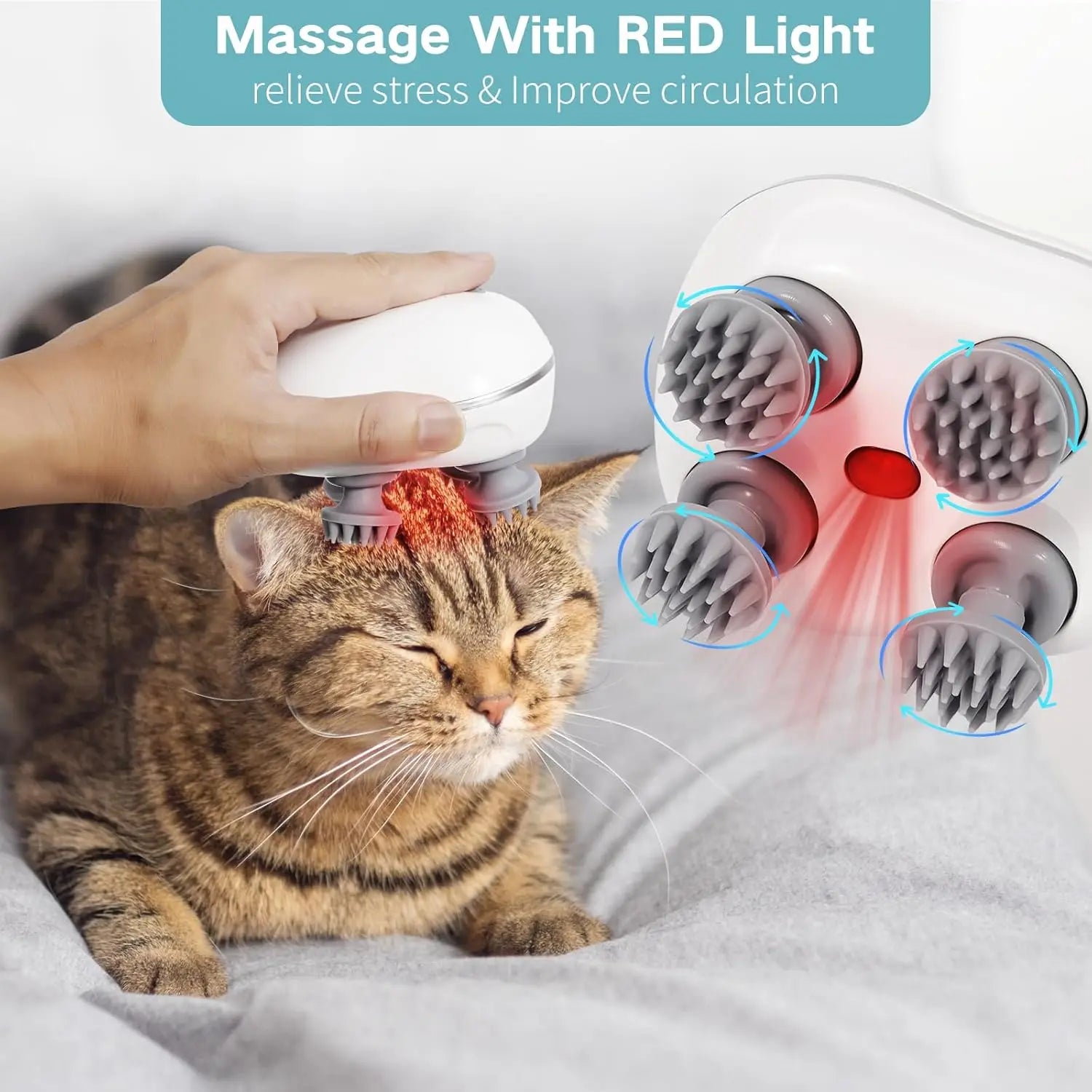 

Waterproof cat massager for head and back